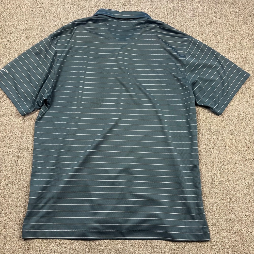 Nike Polo Shirt Mens XL Blue Green  Golf Victory Pinstripe Short Sleeve - Picture 5 of 9